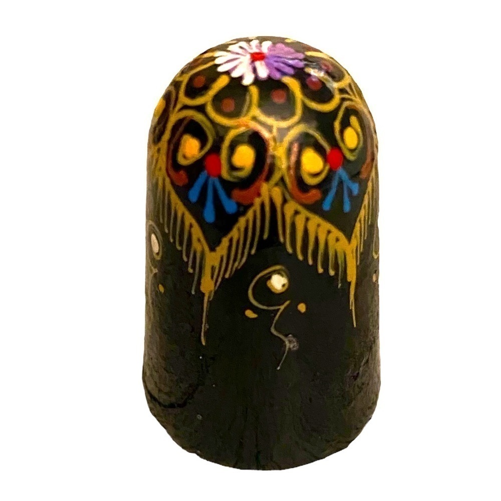 Thimble wooden handmade hand painted vintage.  Box 12